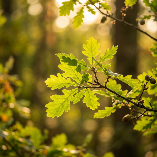 Warm sunlight filtering through leaves